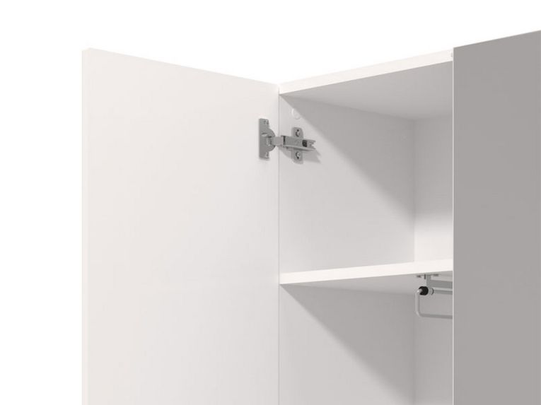 Guardaroba 2 Ante Bianco Bianco Appendiabiti 4 Ripiani 58x195h cm, 5 Vani - Lomazzo