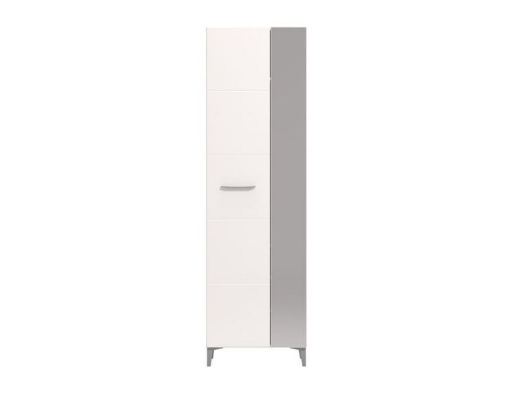 Guardaroba 2 Ante Bianco Bianco Appendiabiti 4 Ripiani 58x195h cm, 5 Vani - Lomazzo