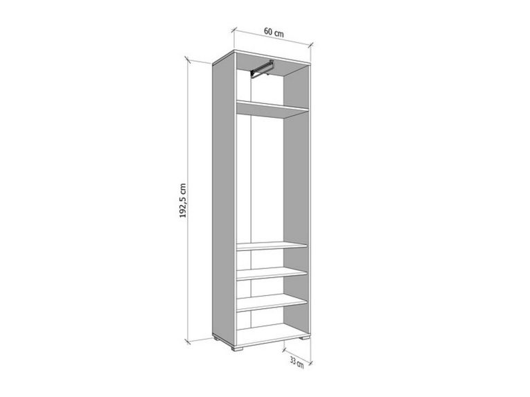 Guardaroba 2 Ante Bianco Bianco Appendiabiti 4 Ripiani 60x192.5h cm, 5 Vani - Griante