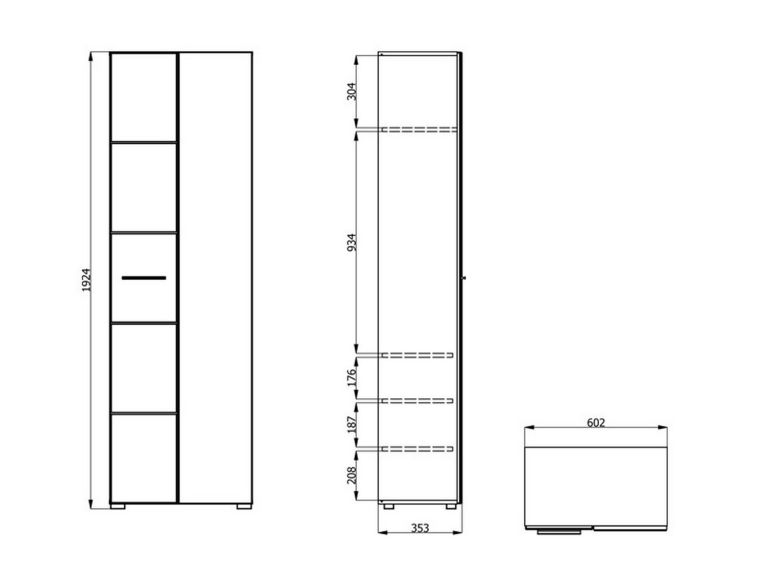 Guardaroba 2 Ante Bianco Bianco Appendiabiti 4 Ripiani 60x192.5h cm, 5 Vani - Griante
