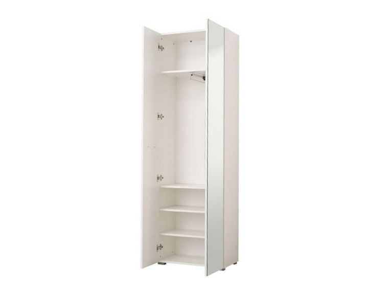 Guardaroba 2 Ante Bianco Bianco Appendiabiti 4 Ripiani 60x192.5h cm, 5 Vani - Griante