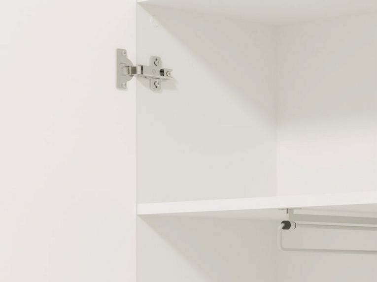 Guardaroba 2 Ante Bianco Bianco Appendiabiti 4 Ripiani 60x192.5h cm, 5 Vani - Griante