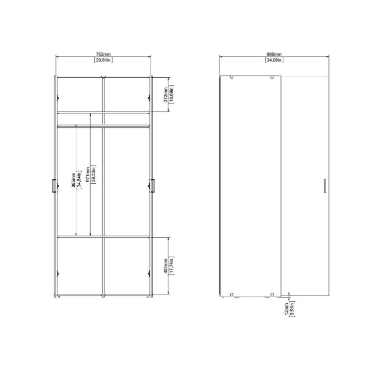 Guardaroba 2 ante- bianco camera da letto 77x175h cm - Alibabba
