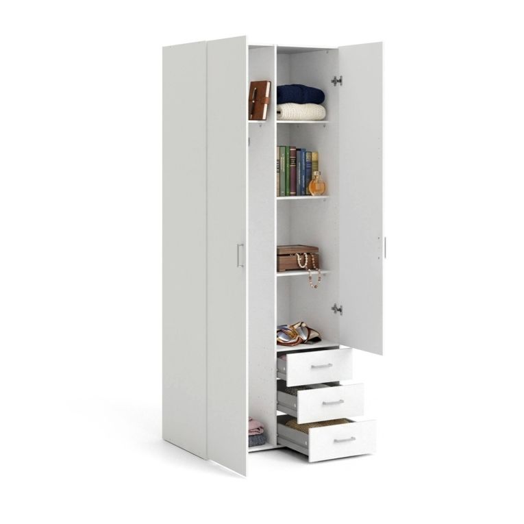 Guardaroba 2 ante- bianco con appendiabiti 77x200h cm - Apollina