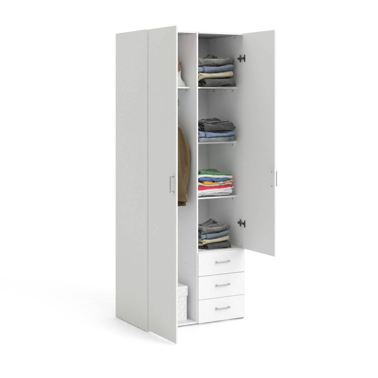 Guardaroba 2 ante- bianco con appendiabiti 77x200h cm - Apollina