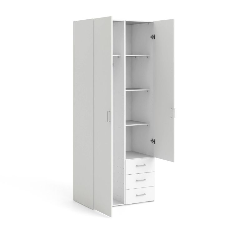 Guardaroba 2 ante- bianco con appendiabiti 77x200h cm - Apollina