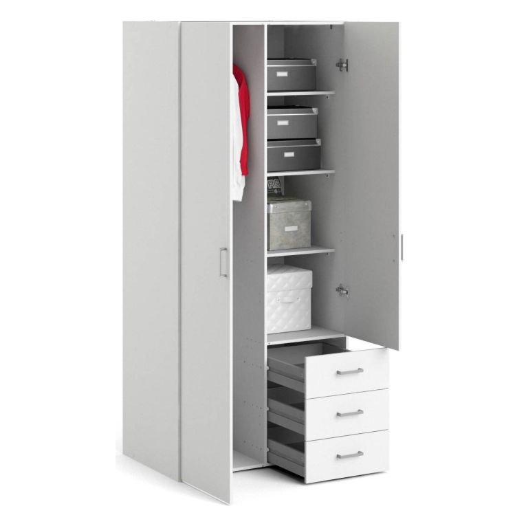 Guardaroba 2 ante- bianco con cassetti 77x175h cm - Arci