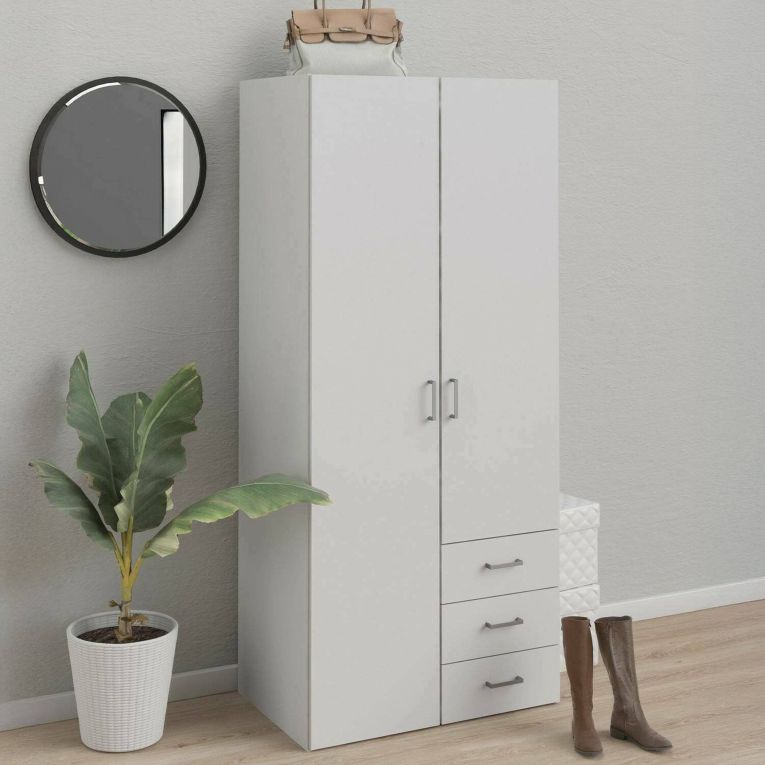 Guardaroba 2 ante- bianco con cassetti 77x175h cm - Arci