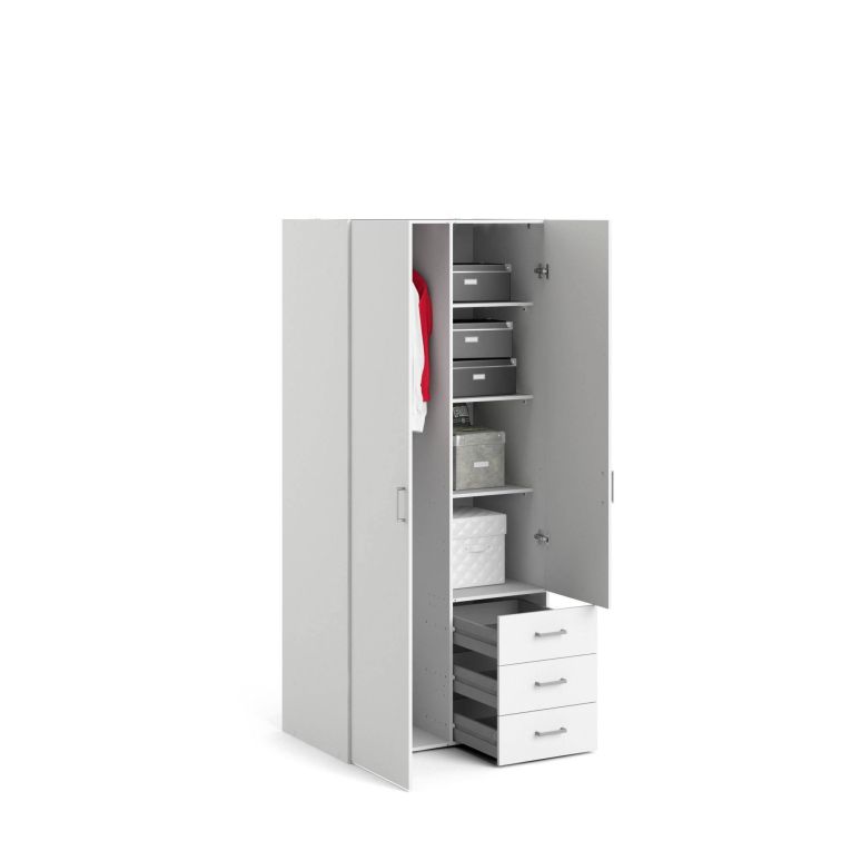 Guardaroba 2 ante- bianco con cassetti 77x175h cm - Arci
