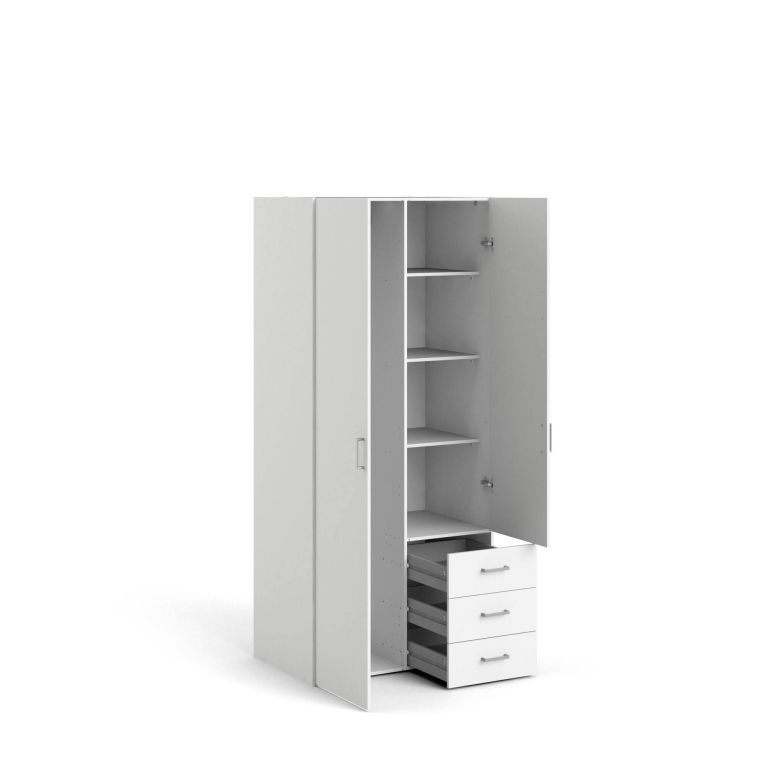 Guardaroba 2 ante- bianco con cassetti 77x175h cm - Arci