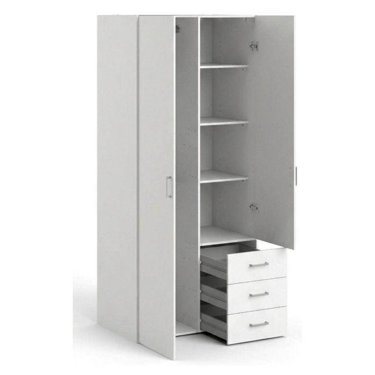 Guardaroba 2 ante- bianco con cassetti 77x175h cm - Arci