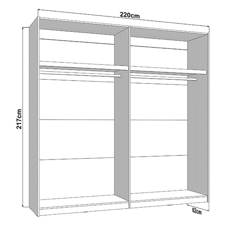 Guardaroba 2 Ante Bianco Crema Marrone Noce 2 Ripiani Appendiabiti 220x217h cm, Apertura Scorrevole - Vangvi