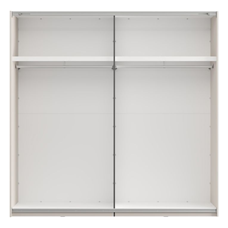 Guardaroba 2 Ante Bianco Crema Marrone Noce 2 Ripiani Appendiabiti 220x217h cm, Apertura Scorrevole - Vangvi