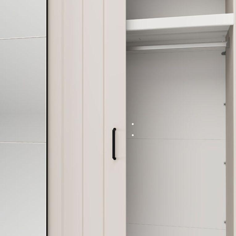 Guardaroba 2 Ante Bianco Crema Marrone Rovere 2 Ripiani Appendiabiti 220x205h cm, Apertura Scorrevole - Aurovi