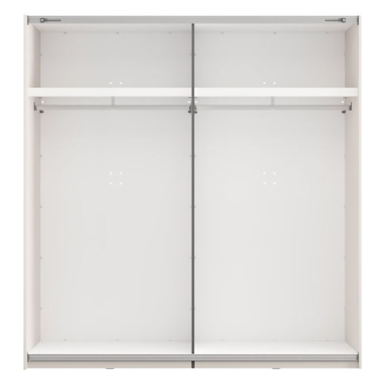 Guardaroba 2 Ante Bianco Crema Nero Appendiabiti 2 Ripiani 195x205h cm, 2 Ante - Asilah