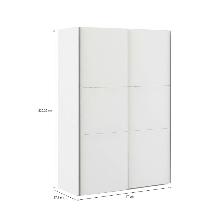 Guardaroba 2 ante bianco e grigio 147x220h cm - Almese