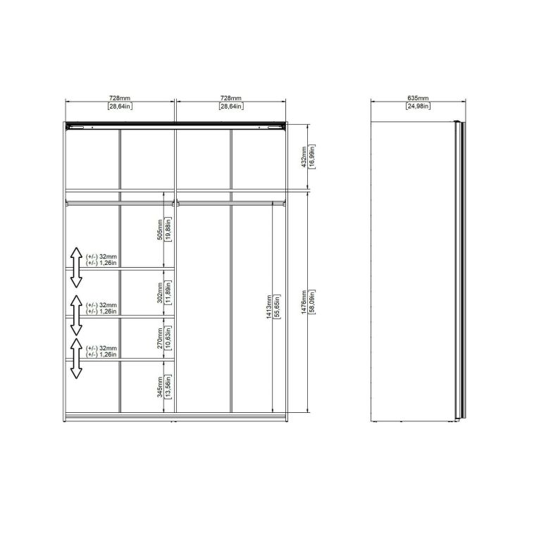 Guardaroba 2 ante bianco e grigio 150x200h cm - Seraphine