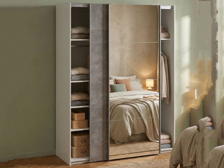Guardaroba 2 ante bianco e grigio 150x200h cm - Seraphine