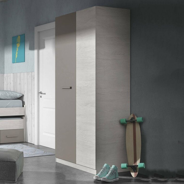 Guardaroba 2 ante bianco e marrone 90x200h cm - Alpine