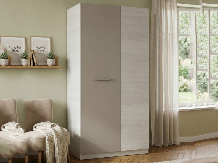 Guardaroba 2 ante bianco e marrone 90x200h cm - Alpine