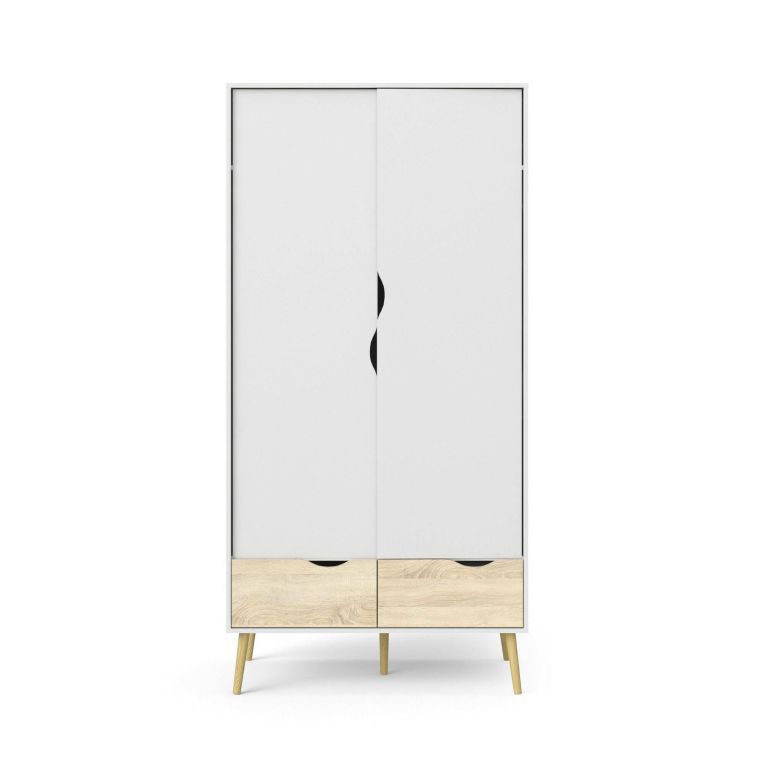 Guardaroba 2 ante bianco e quercia 98x200h cm - Archilllo
