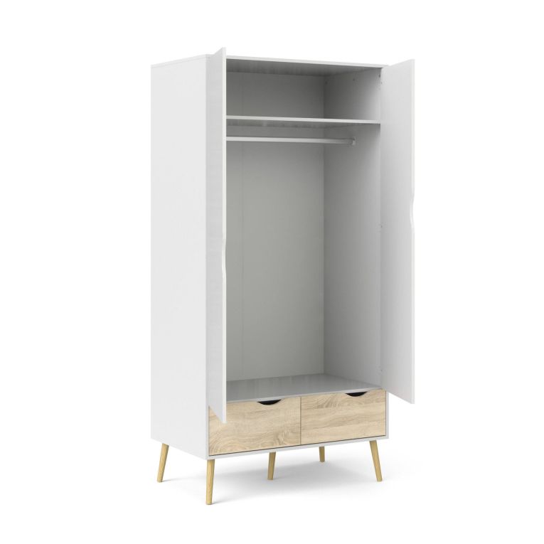 Guardaroba 2 ante bianco e quercia 98x200h cm - Archilllo