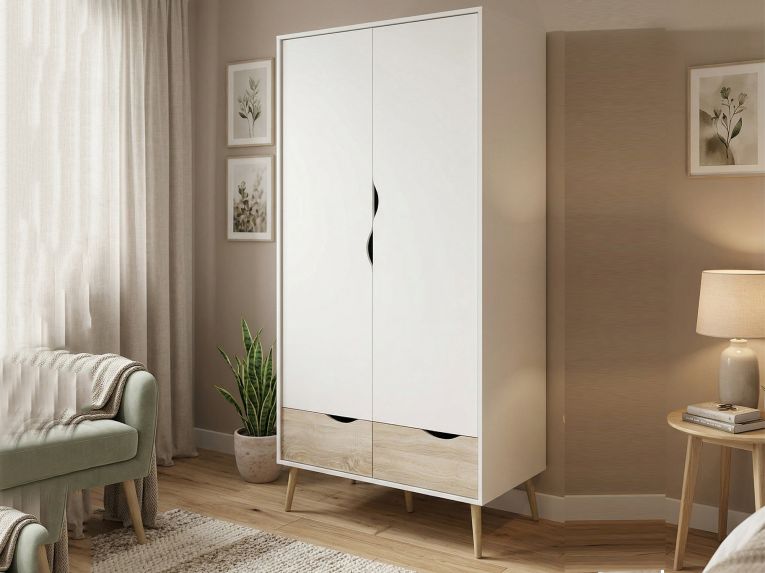 Guardaroba 2 ante bianco e quercia 98x200h cm - Archilllo