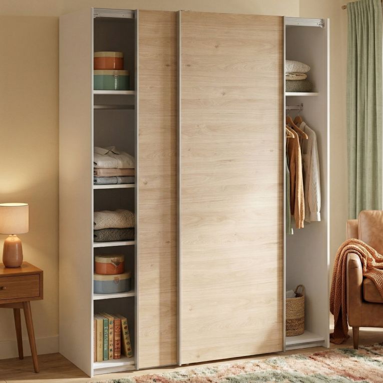 Guardaroba 2 ante bianco e rovere 150x200h cm - Maurice