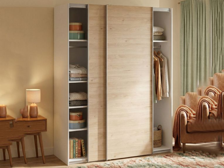 Guardaroba 2 ante bianco e rovere 150x200h cm - Maurice