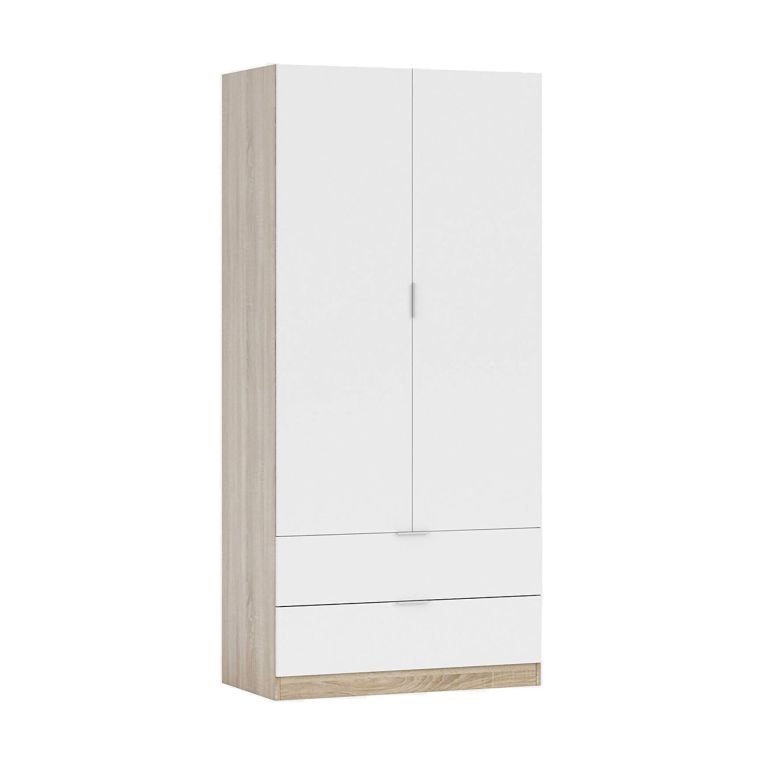 Guardaroba 2 ante bianco e rovere 81x180h cm - Appadu