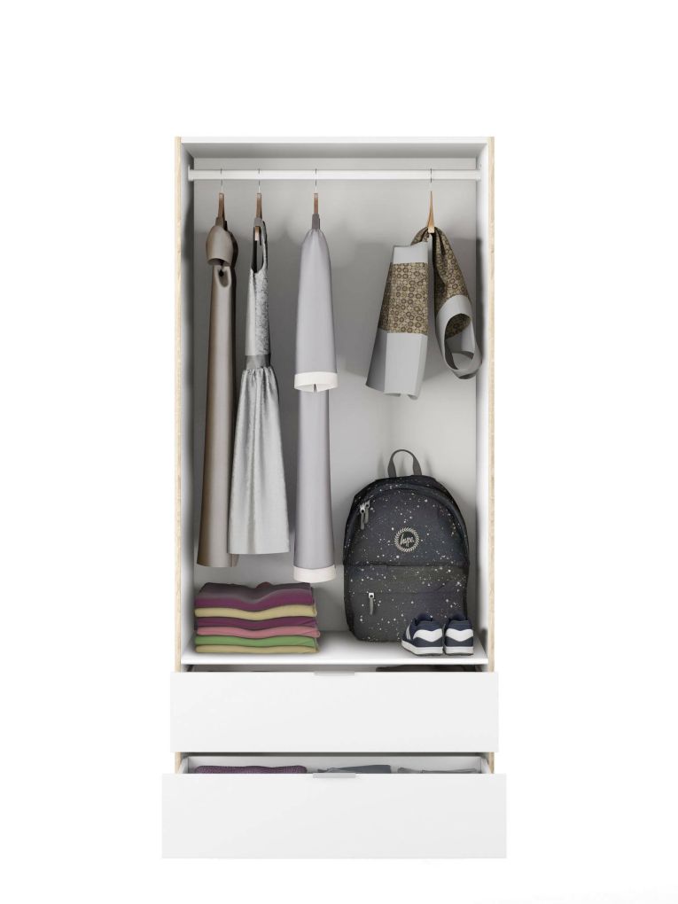 Guardaroba 2 ante bianco e rovere 81x180h cm - Appadu