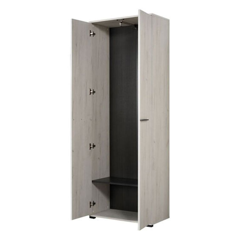 Guardaroba 2 Ante Bianco Larice Marrone Noce un Ripiano Appendiabiti 67.5x195h cm, Apertura Battente - Pinasca