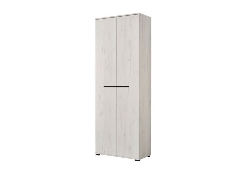 Guardaroba 2 Ante Bianco Larice Marrone Noce un Ripiano Appendiabiti 67.5x195h cm, Apertura Battente - Pinasca