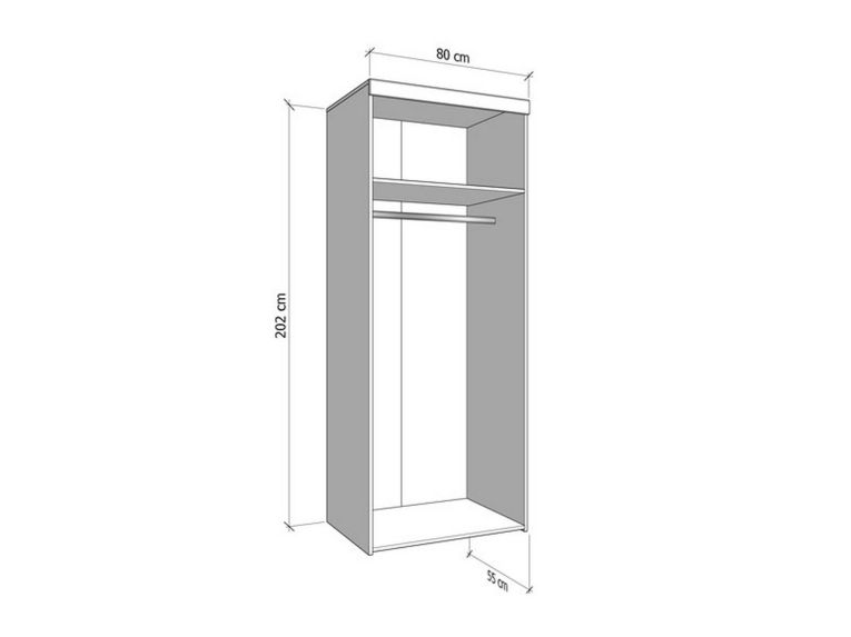 Guardaroba 2 Ante Bianco Larice Marrone Rovere Appendiabiti Cassetti 80x202h cm, un Ripiano - Egna