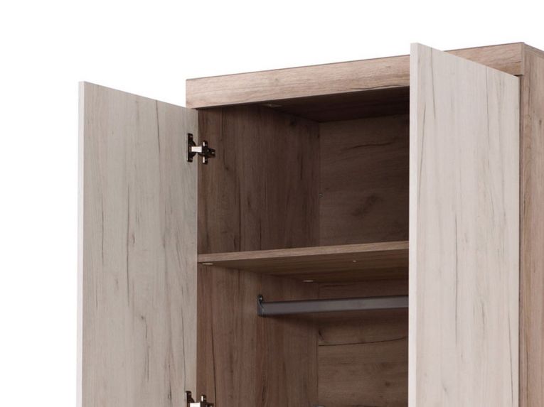 Guardaroba 2 Ante Bianco Larice Marrone Rovere Appendiabiti Cassetti 80x202h cm, un Ripiano - Egna