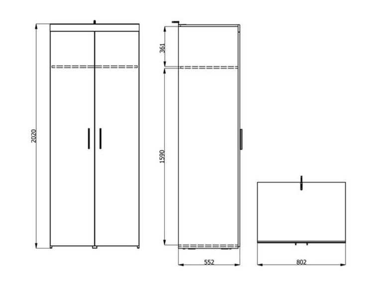 Guardaroba 2 Ante Bianco Larice Marrone Rovere Appendiabiti Cassetti 80x202h cm, un Ripiano - Egna
