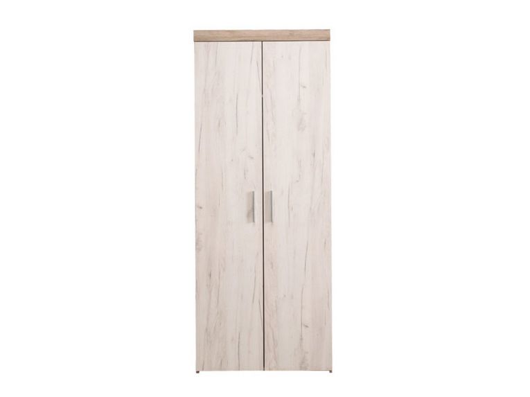 Guardaroba 2 Ante Bianco Larice Marrone Rovere Appendiabiti Cassetti 80x202h cm, un Ripiano - Egna