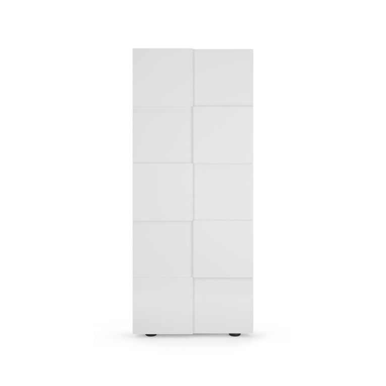 Guardaroba 2 Ante Bianco Lucido 2 Ripiani Appendiabiti 78x186.5h cm, Apertura Standard - Comerio