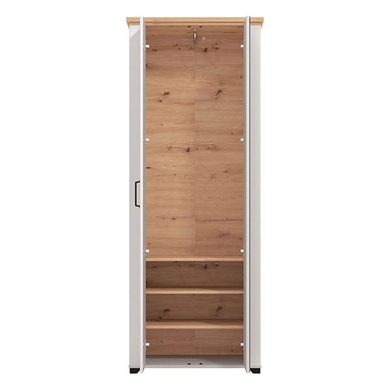Guardaroba 2 Ante Bianco Marrone Rovere Nodi Appendiabiti 3 Ripiani 75x194.5h cm, 4 Vani - Vittuone