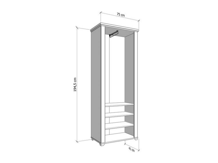 Guardaroba 2 Ante Bianco Marrone Rovere Nodi Appendiabiti 3 Ripiani 75x194.5h cm, 4 Vani - Vittuone