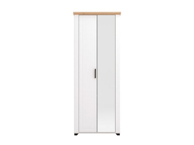 Guardaroba 2 Ante Bianco Marrone Rovere Nodi Appendiabiti 3 Ripiani 75x194.5h cm, 4 Vani - Vittuone