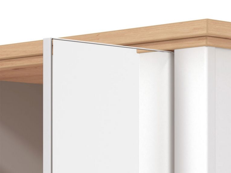 Guardaroba 2 Ante Bianco Marrone Rovere Nodi Appendiabiti 3 Ripiani 75x194.5h cm, 4 Vani - Vittuone
