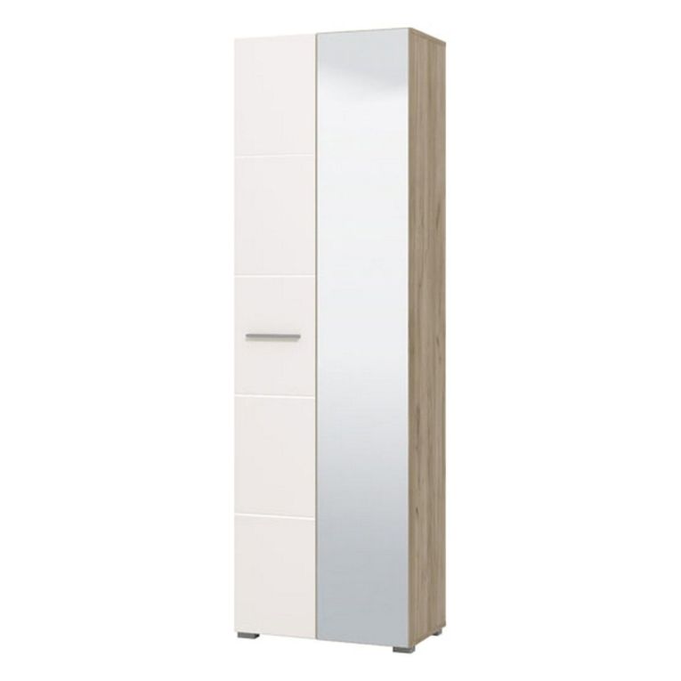 Guardaroba 2 Ante Bianco Marrone Rovere Nodi Appendiabiti 4 Ripiani 60x192.5h cm, 5 Vani - Griante