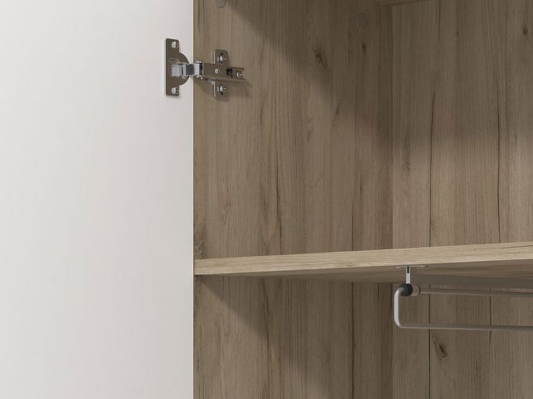 Guardaroba 2 Ante Bianco Marrone Rovere Nodi Appendiabiti 4 Ripiani 60x192.5h cm, 5 Vani - Griante