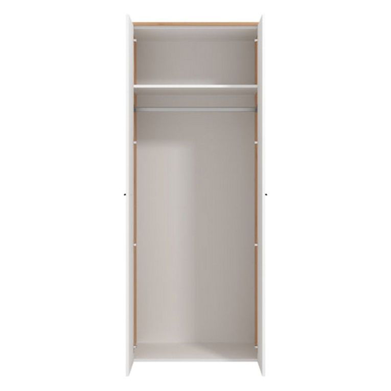Guardaroba 2 Ante Bianco Marrone Rovere Nodi Appendiabiti un Ripiano 80.5x203.5h cm, 2 Ante - Santadi