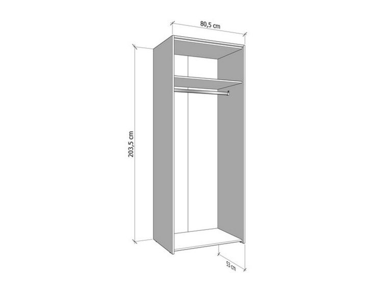 Guardaroba 2 Ante Bianco Marrone Rovere Nodi Appendiabiti un Ripiano 80.5x203.5h cm, 2 Ante - Santadi