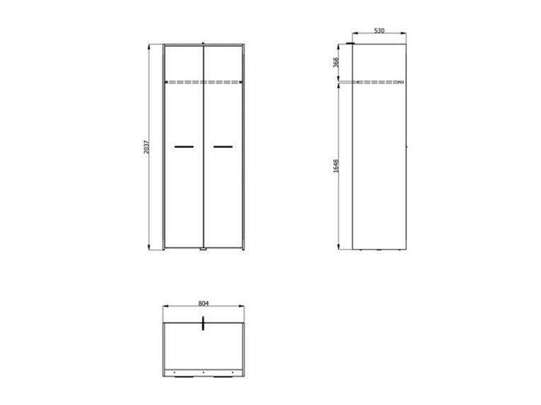 Guardaroba 2 Ante Bianco Marrone Rovere Nodi Appendiabiti un Ripiano 80.5x203.5h cm, 2 Ante - Santadi