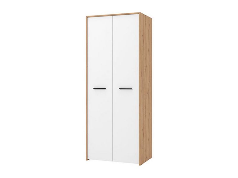 Guardaroba 2 Ante Bianco Marrone Rovere Nodi Appendiabiti un Ripiano 80.5x203.5h cm, 2 Ante - Santadi