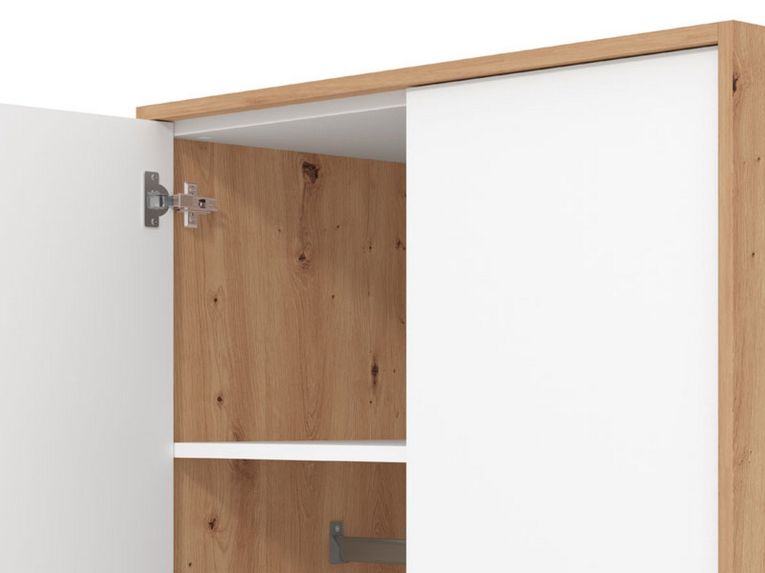 Guardaroba 2 Ante Bianco Marrone Rovere Nodi Appendiabiti un Ripiano 80.5x203.5h cm, 2 Ante - Santadi