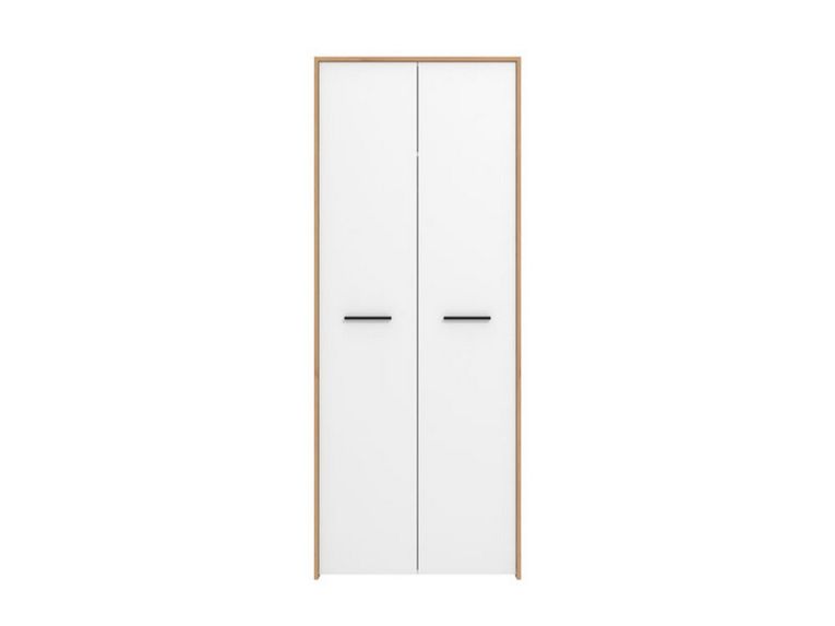Guardaroba 2 Ante Bianco Marrone Rovere Nodi Appendiabiti un Ripiano 80.5x203.5h cm, 2 Ante - Santadi